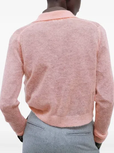 Auralee Collared Mohair Cardigan In Pink