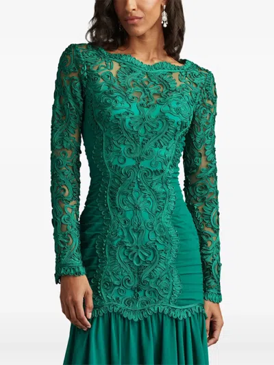 Tadashi Shoji Scroll Soutache Long Sleeve Cocktail Dress In Metallic