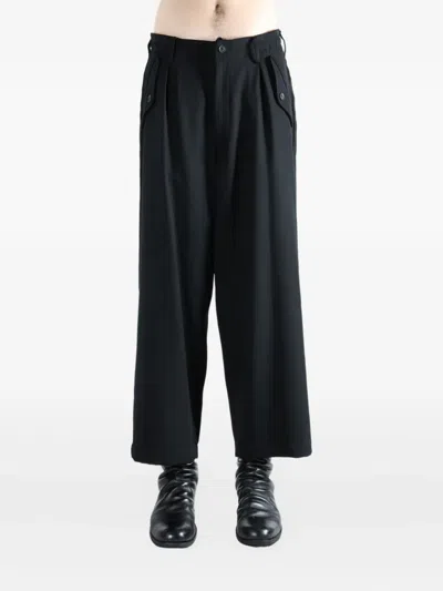 Yohji Yamamoto Pleat-detail Wool Trousers In Black