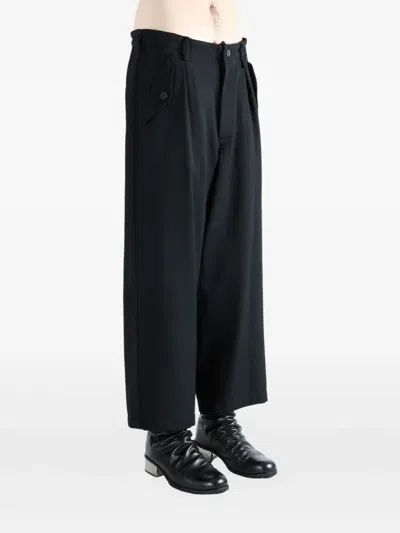 Yohji Yamamoto Pleat-detail Wool Trousers In Black