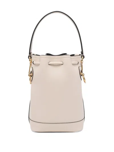 Fendi Women Ivory Leather Mon Tresor Bucket Bag In Neutral