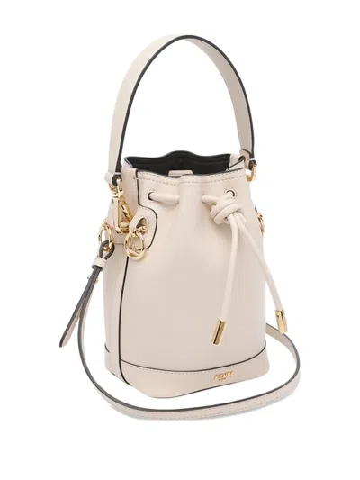 Fendi Women Ivory Leather Mon Tresor Bucket Bag In Neutral