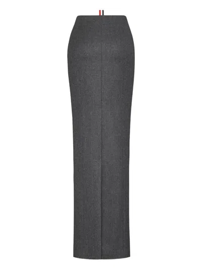 Thom Browne Grosgrain Loop Tab Pencil Skirt In Gray