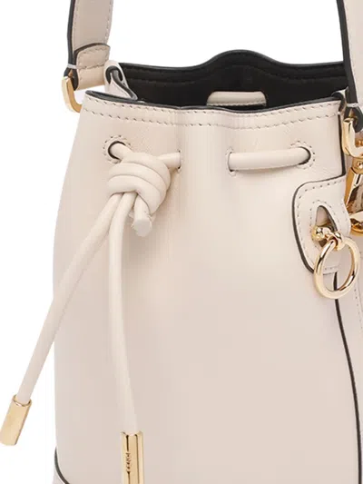 Fendi Women Ivory Leather Mon Tresor Bucket Bag In Neutral