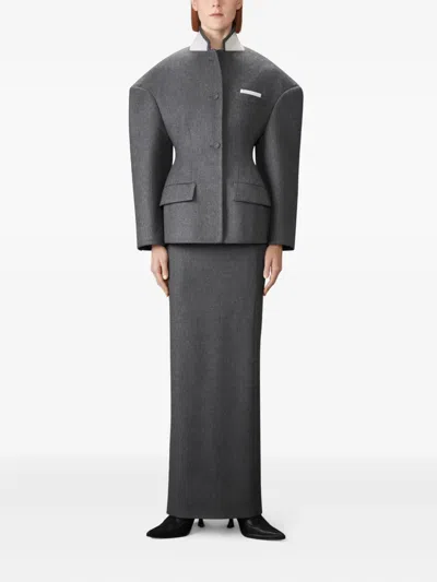 Thom Browne Grosgrain Loop Tab Pencil Skirt In Gray
