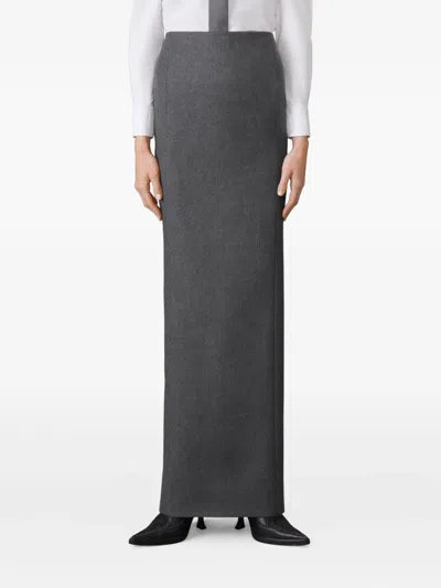 Thom Browne Grosgrain Loop Tab Pencil Skirt In Gray