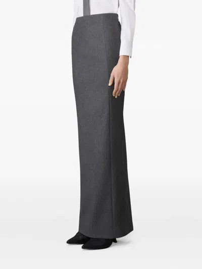 Thom Browne Grosgrain Loop Tab Pencil Skirt In Gray