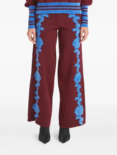Temperley London Floral Knit Trousers In Brown