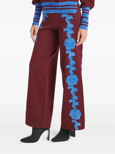 Temperley London Floral Knit Trousers In Brown