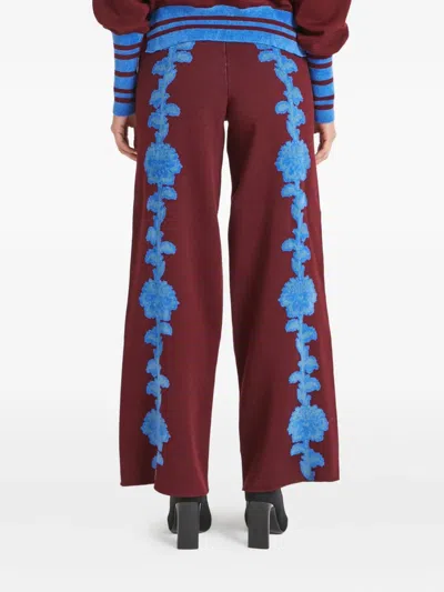 Temperley London Floral Knit Trousers In Brown