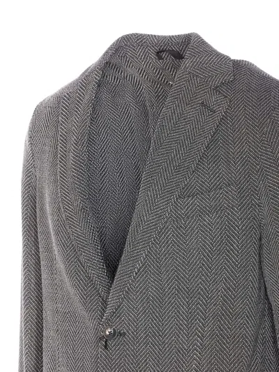 Circolo 1901 Chevron Motif Single Breasted Jacket In Gray