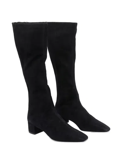 Aquazzura Stylish Suede Ankle Boots With Block Heel In Black