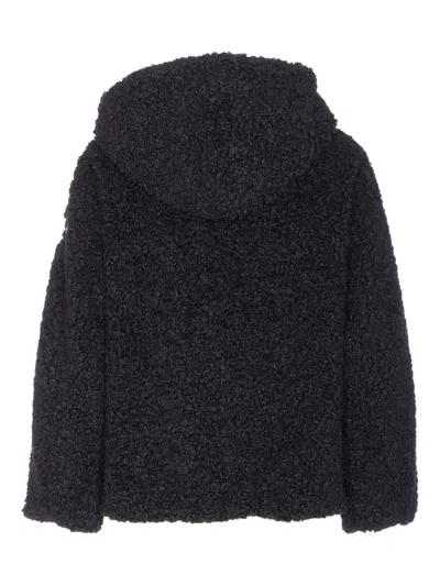 Tatras Faux Fur Ipama Jacket With Hood And Golden Effect Details In Black