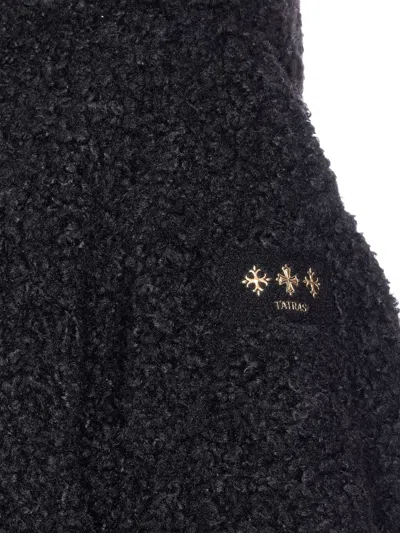 Tatras Faux Fur Ipama Jacket With Hood And Golden Effect Details In Black