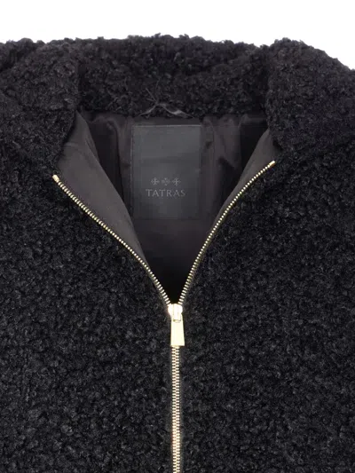 Tatras Faux Fur Ipama Jacket With Hood And Golden Effect Details In Black
