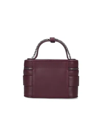 Roger Vivier Leather Vanity Bag Bordeaux With Rhinestone Buckle In Red