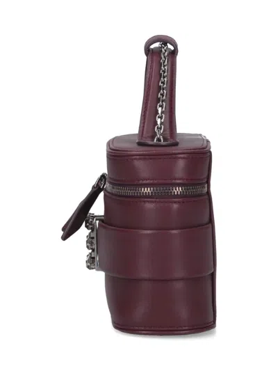 Roger Vivier Leather Vanity Bag Bordeaux With Rhinestone Buckle In Red