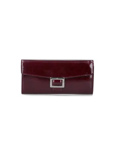 Roger Vivier Glossy Chain Strap Wallet With Metal Buckle In Red