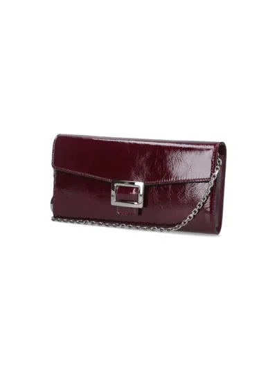 Roger Vivier Glossy Chain Strap Wallet With Metal Buckle In Red