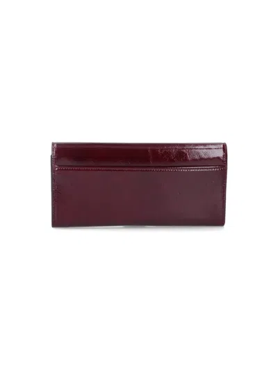 Roger Vivier Glossy Chain Strap Wallet With Metal Buckle In Red