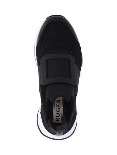 Roger Vivier Crystal-embellished Black Slip-on Sneakers In Black