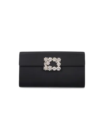 Roger Vivier Buckle Embellished Chain Strap Shoulder Bag In Black