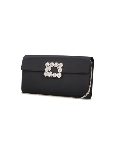 Roger Vivier Buckle Embellished Chain Strap Shoulder Bag In Black