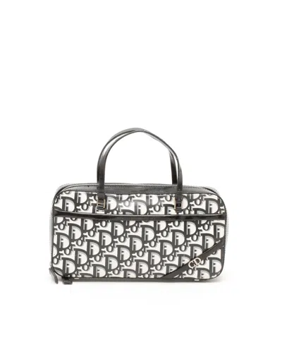 Dior Christian  Oblique Top Handle Bag In Black
