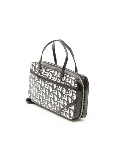 Dior Christian  Oblique Top Handle Bag In Black