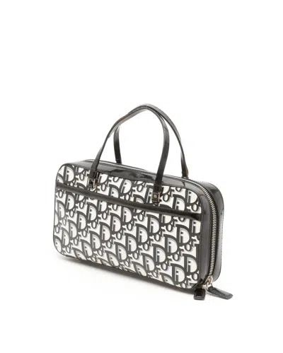 Dior Christian  Oblique Top Handle Bag In Black