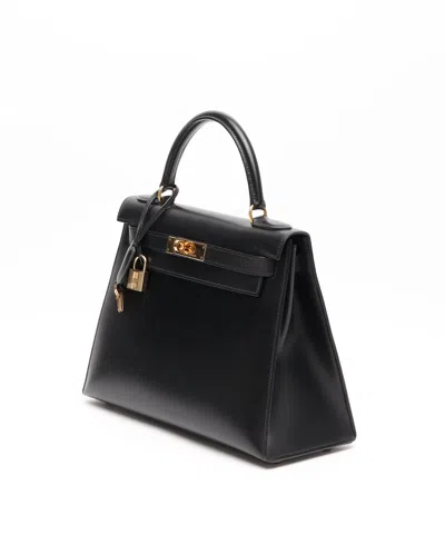 Pre-owned Hermes Hermès Kelly 28 Box Sellier Bag In Black