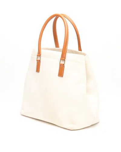 Celine Céline Canvas Cabas Horizontal Bag In White