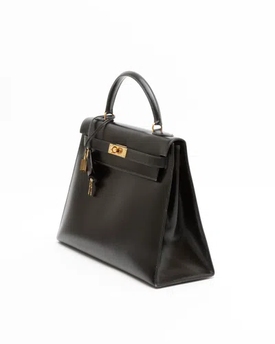 Pre-owned Hermes Hermès Kelly Sellier 32 Box Bag In Black
