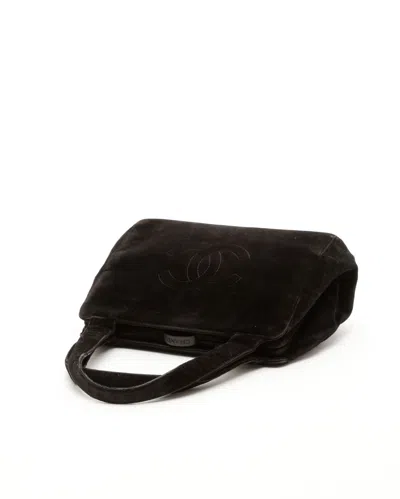 Pre-owned Chanel Cc Velour Bag In Black