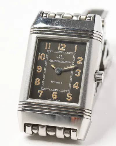 Jaeger-lecoultre Reverso 20mm Ref 261.8.86 Rare Black Dial Manual Watch In Silver