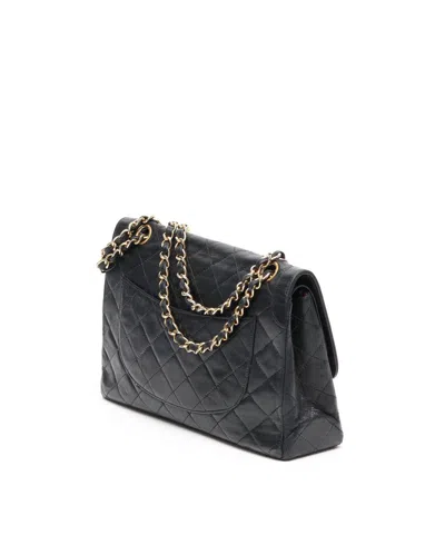 Pre-owned Chanel Classic Two-tone Medium Double Flap Bag In Black