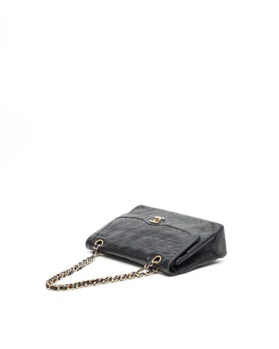 Pre-owned Chanel Classic Two-tone Medium Double Flap Bag In Black