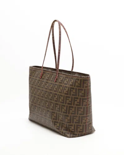 Fendi Large Zucca Roll Tote Bag In Brown