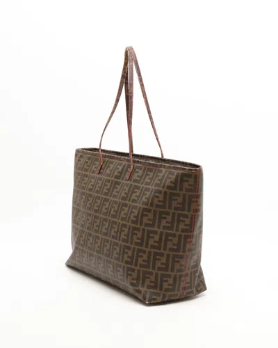 Fendi Large Zucca Roll Tote Bag In Brown