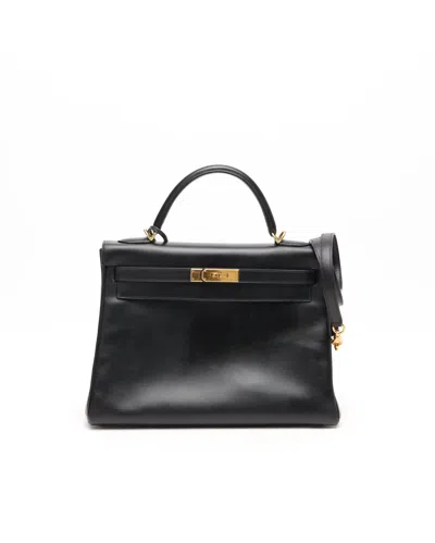 Pre-owned Hermes Hermès Kelly Sellier 32 Box Bag In Black