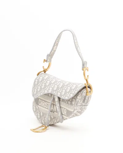 Dior Christian  Oblique Saddle Bag In Gray