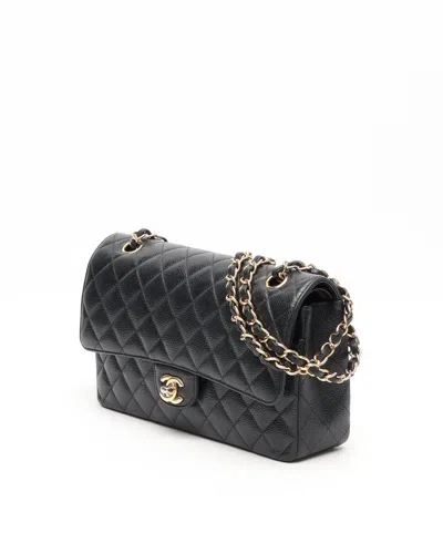 Pre-owned Chanel Classic Medium Caviar Double Flap Bag In Black