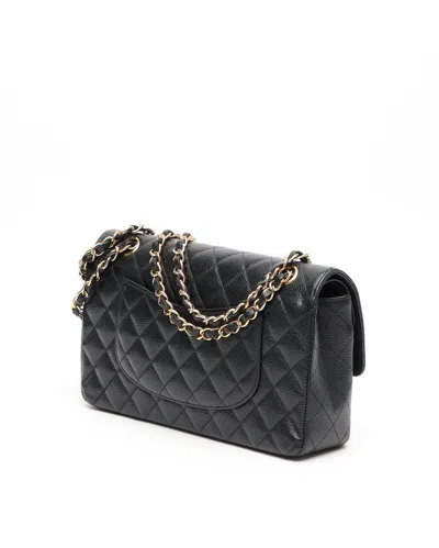 Pre-owned Chanel Classic Medium Caviar Double Flap Bag In Black