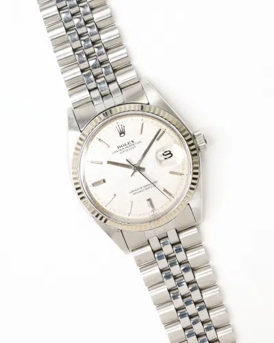 Rolex Datejust 36mm Ref 1601 Linen Dial Watch In Silver