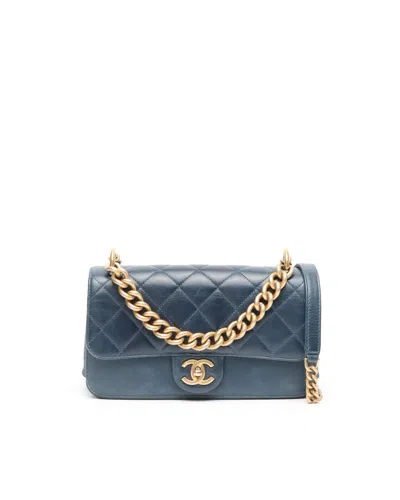 Pre-owned Chanel Classic Mini Chain Bag In Blue