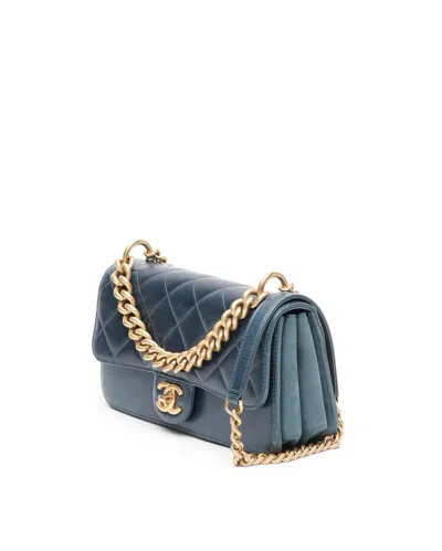 Pre-owned Chanel Classic Mini Chain Bag In Blue
