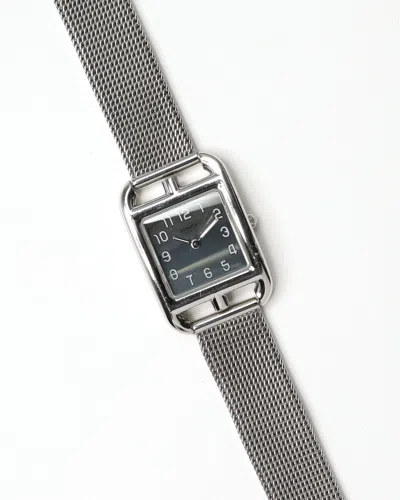 Pre-owned Hermes Hermès Cape Cod 23mm Ref Cc1.210 Double Tour Bracelet Watch In Silver