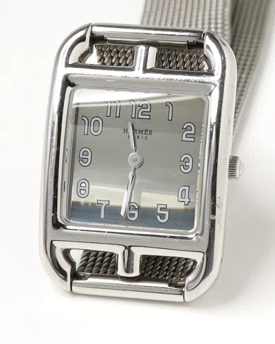 Pre-owned Hermes Hermès Cape Cod 23mm Ref Cc1.210 Double Tour Bracelet Watch In Silver