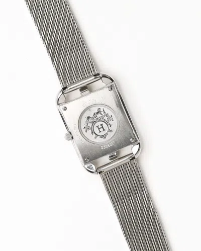 Pre-owned Hermes Hermès Cape Cod 23mm Ref Cc1.210 Double Tour Bracelet Watch In Silver