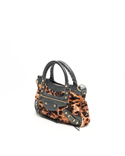 Balenciaga Leopard First Bag In Brown